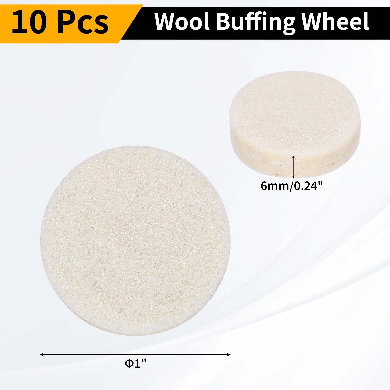 10 Pcs Wool Buffing Wheel  
6mm/0.24"  
Φ1"