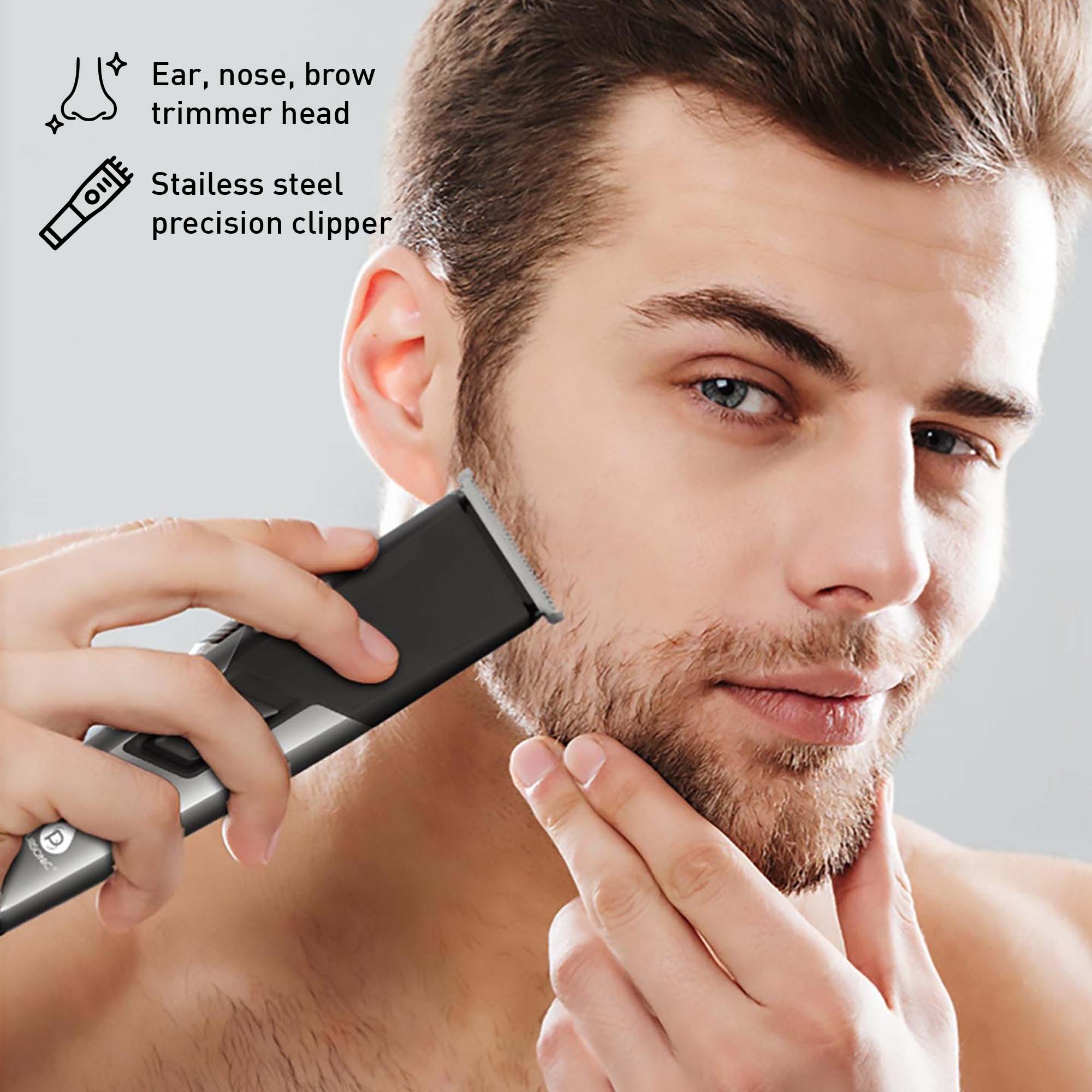 Ear, nose, brow trimmer head  
Stainless steel precision clipper