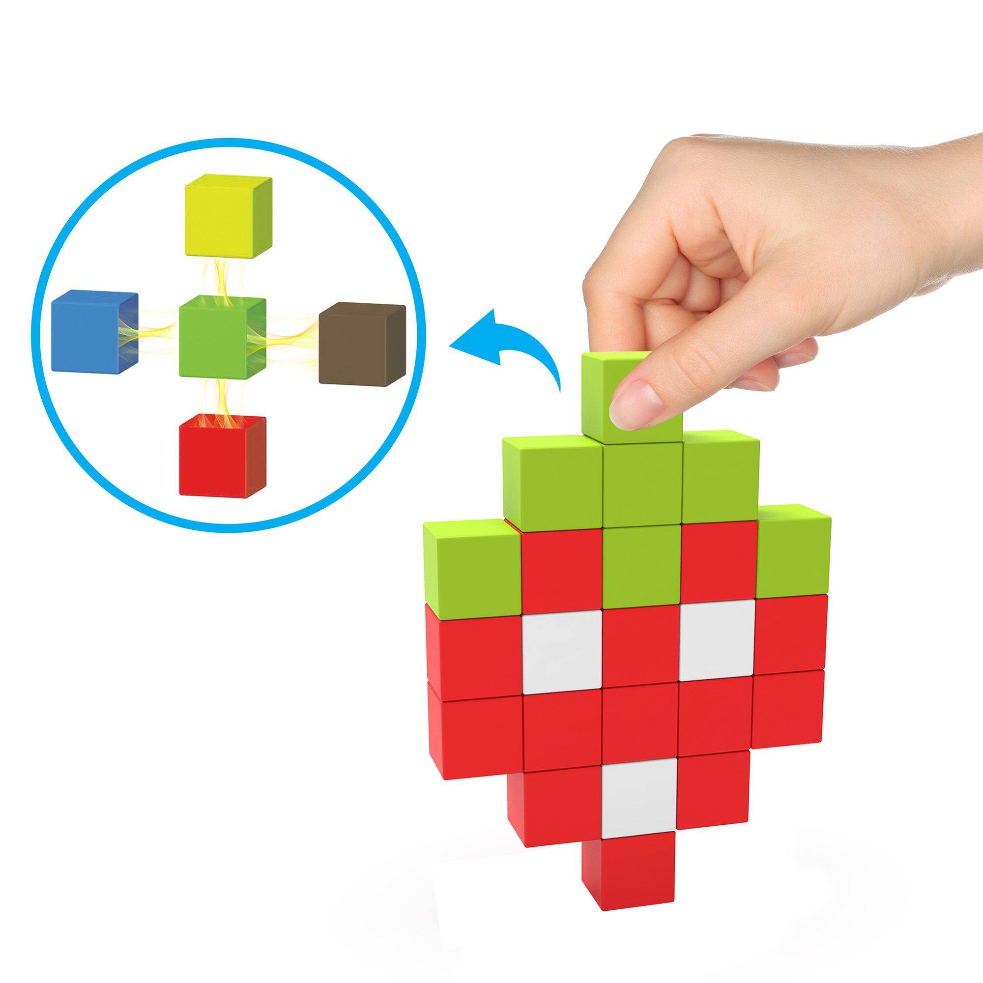 Alt View 3. PicassoTiles - PICASSO-TILES 60 PC Magnetic Building Puzzle Cubes Set for Kids Ages 3+ - Multicolor.