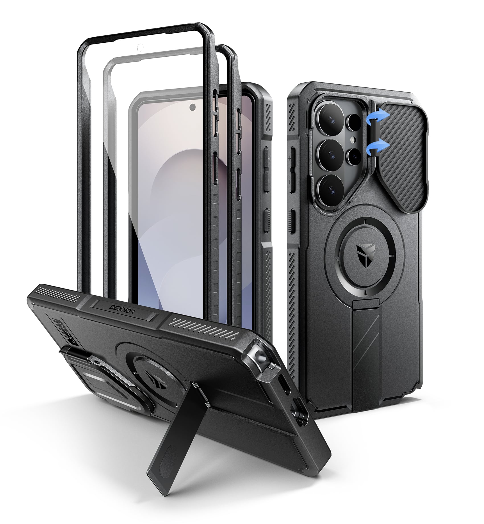 Dexnor - Case for Samsung Galaxy S26 Ultra with Camera Cover, Screen Protector, Compatible with MagSafe, Shockproof Bumper Cover - Black