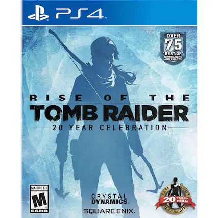 PS4™
OVER 75 BEST OF NOMINATIONS AND AWARDS
RISE OF THE TOMB RAIDER
20 YEAR CELEBRATION
MATURE 17+
CRYSTAL DYNAMICS
SQUARE ENIX
LARA CROFT 20 YEARS ICON TOMB RAIDER - M (Mature 17+)