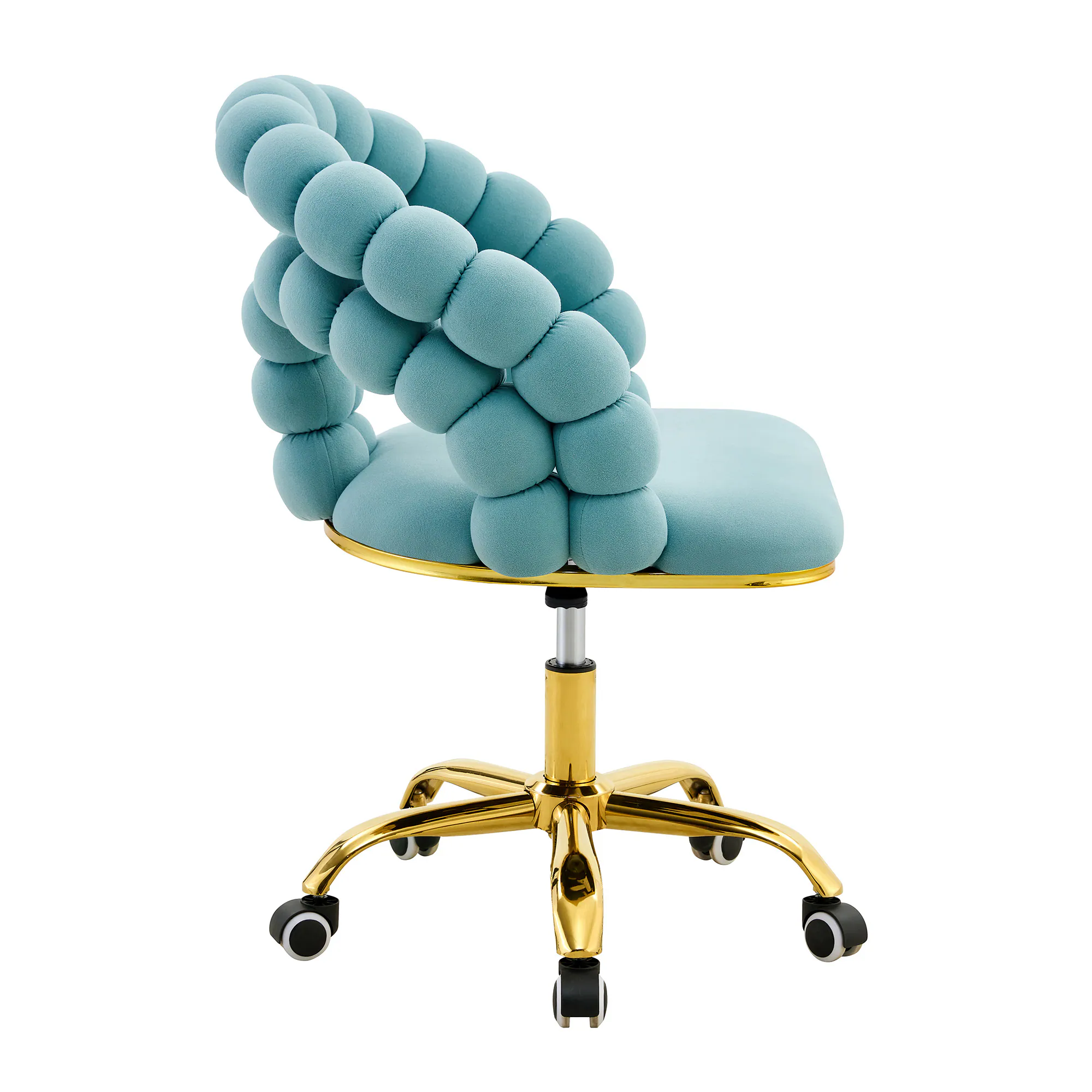 Alt View 7. Loheer - Loheer- Bubble Chair Teal Velvet Office Chair for Home Office and Vanity, Gold Rolling Accent Chair, 2.82 ft - Gold,Teal.