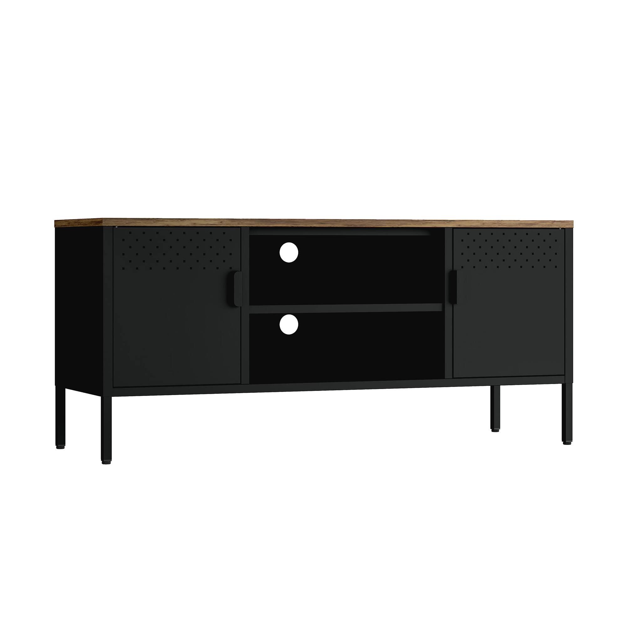 Alt View 4. Manhattan Comfort - Landen Modern 47" Metal Storage Cabinet in Black - Black.