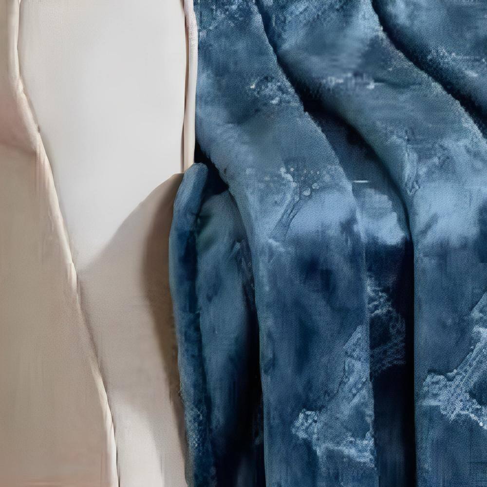 Alt View 2. Noble House - Eiffel Tower Premium Microplush Super Soft Embossed Pattern All Season 50" x 60" Throw Blanket, Oxford Blue - Oxford blue.