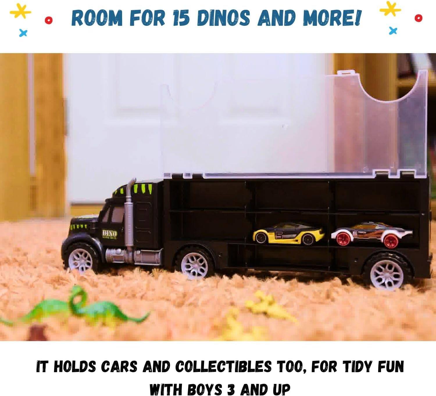 * x * ROOM FOR 15 DINOS AND MORE! x DINO IT HOLDS CARS AND COLLECTIBLES TOO, FOR TIDY FUN WITH BOYS 3 AND UP
