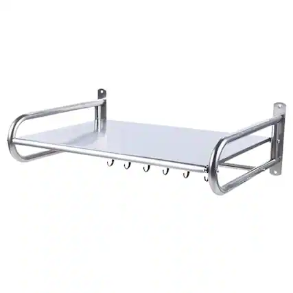 Front. Stock Preferred - Wall-Mount Stainless Steel Microwave Oven Rack Shelf with 6 Hooks - Silver.