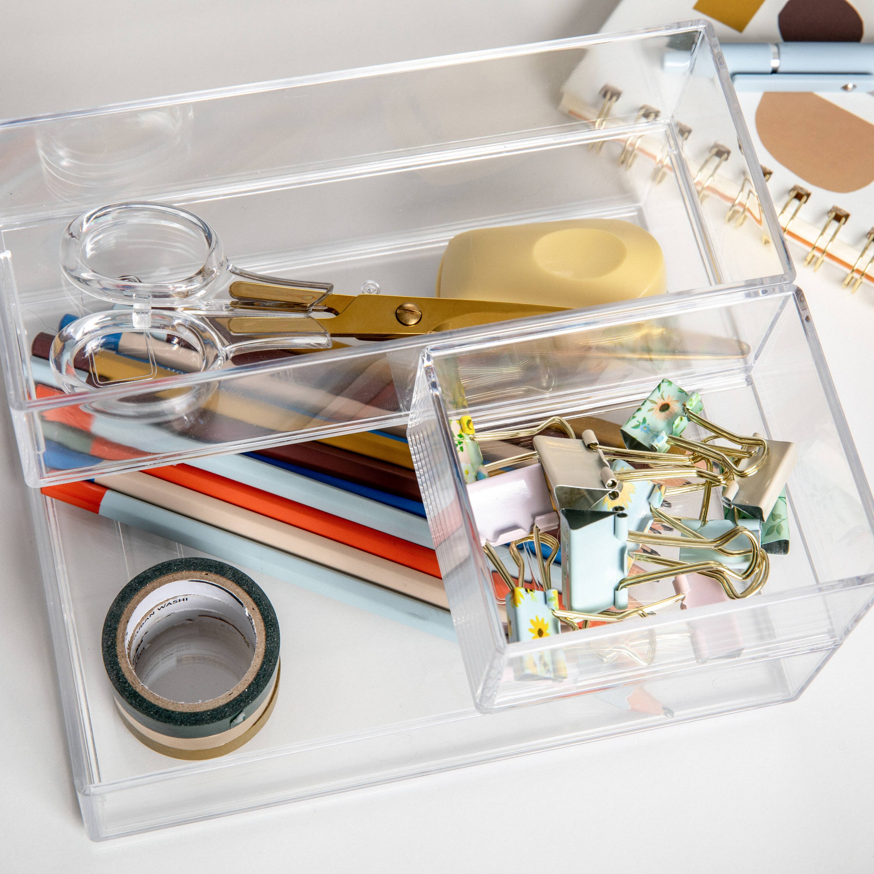 Alt View 13. Martha Stewart - Brody  Plastic Stackable Desktop Organizer Set-1-S/1-M/1-L - Clear.