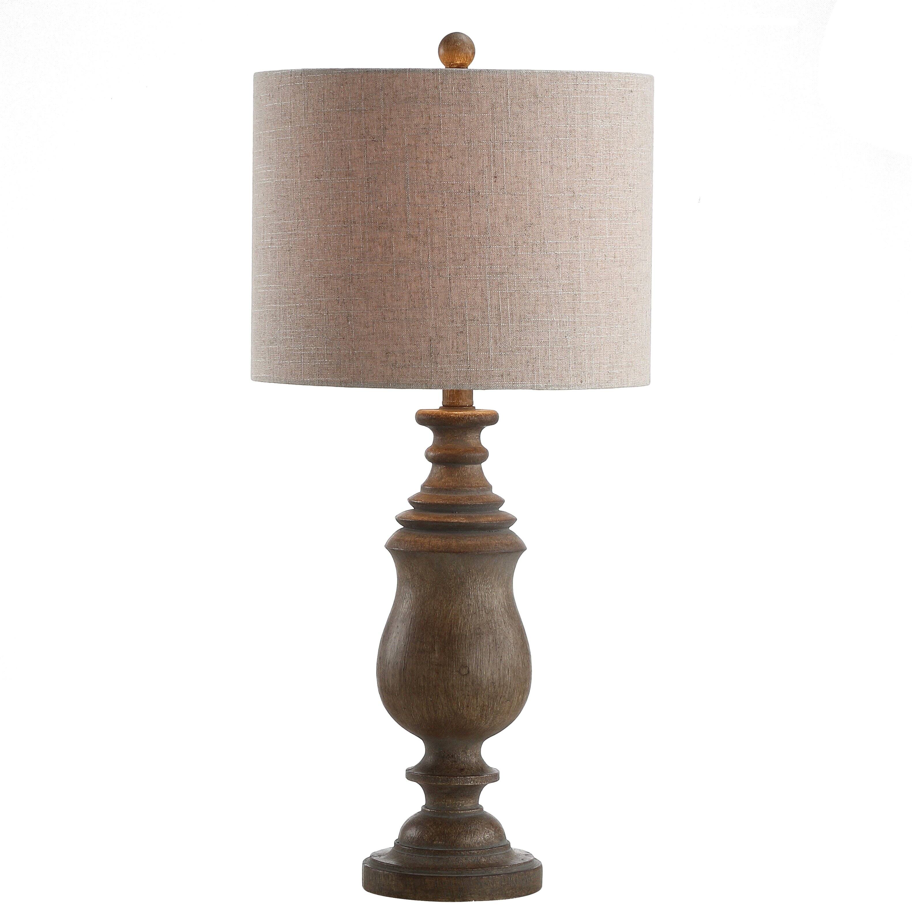 Jonathan Y - Abeline 28.5" Resin LED Table Lamp, Faux Wood - Brown