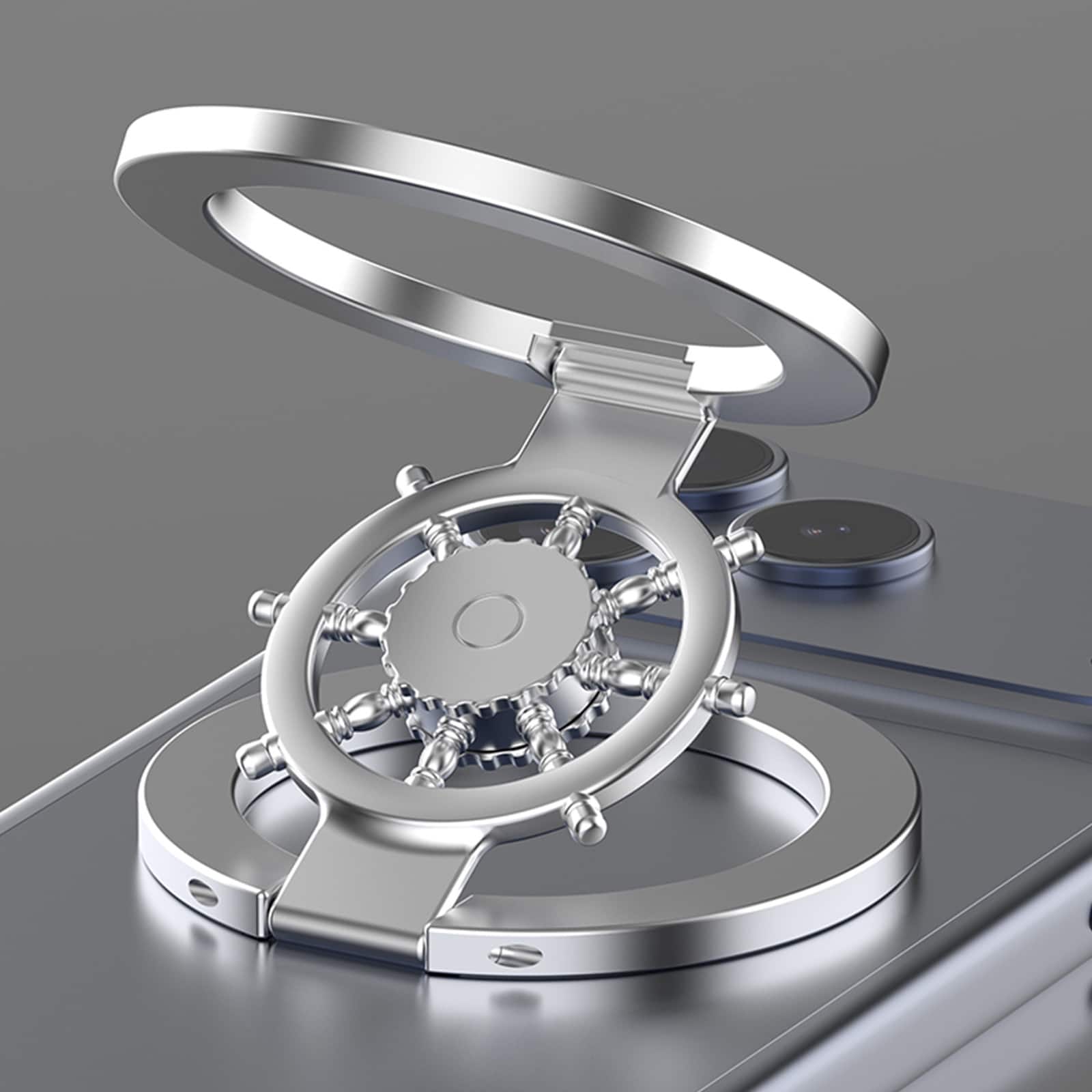 Dteck - Foldable Magnetic Phone Stand Holder for Apple iPhone, Metal Double Axis Ring Kickstand with Fingertip Helm Gyroscope - Silver price history on PriceWatchPro
