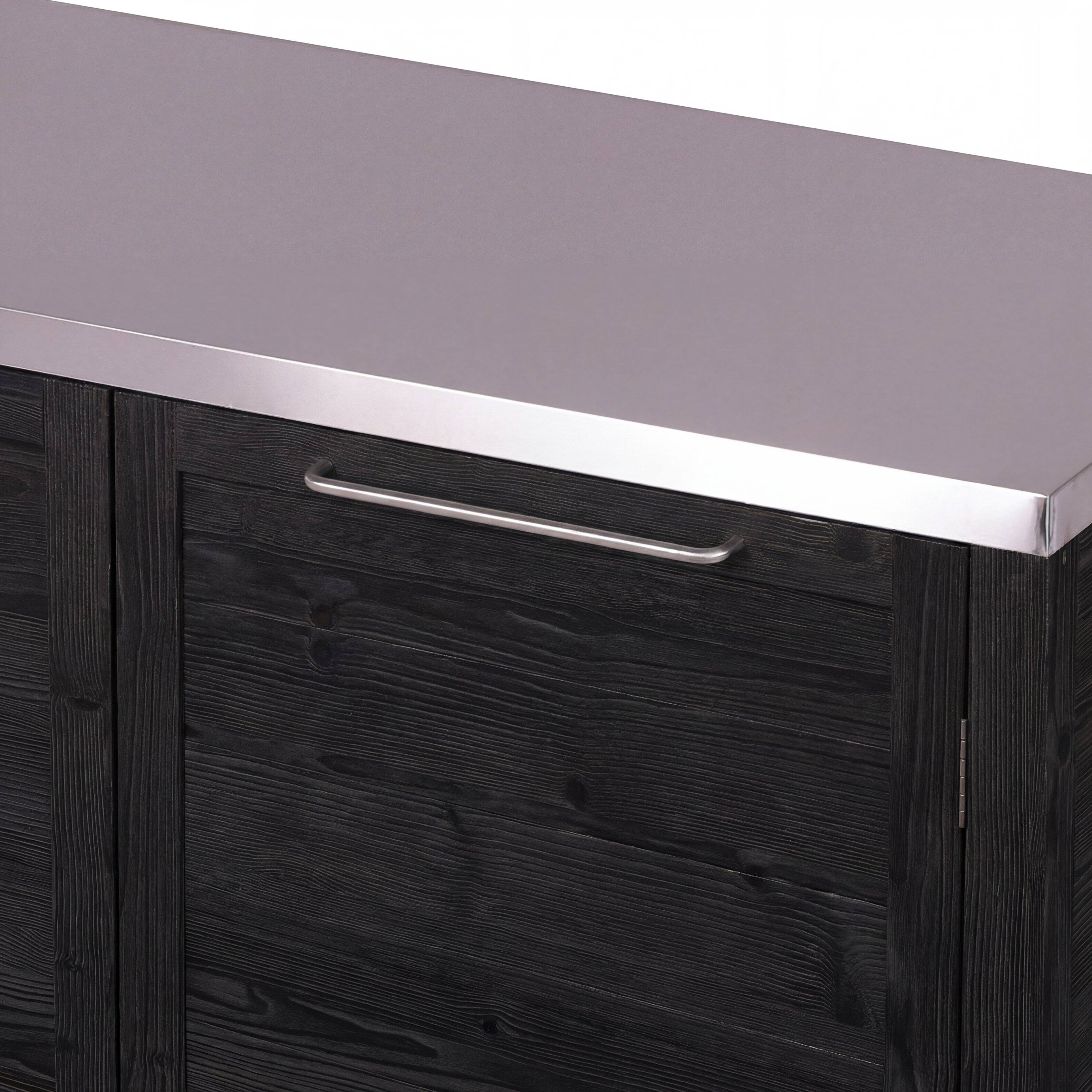 Alt View 5. Famapy - Modular Solid Cedar Outdoor Kitchen Cabinets - All-Weather Storage with Stainless Steel Top for Patio, Grill Station - Carbon Black.