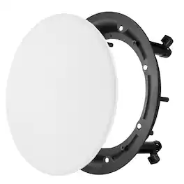 Unique Bargains - Ceiling In-Wall Speaker Grille Cover and Base, Round Metal Magnetic Dust Cover for Sound System - White