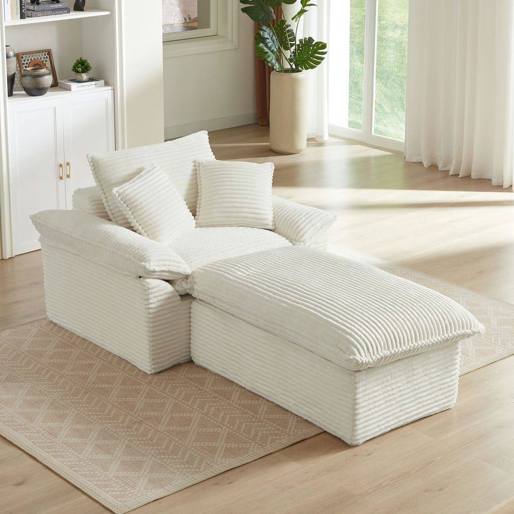 Left. Kadyn - 51.97 inch modern comfortable cushioned compression single seat sofa with unique footrest design, White - White.