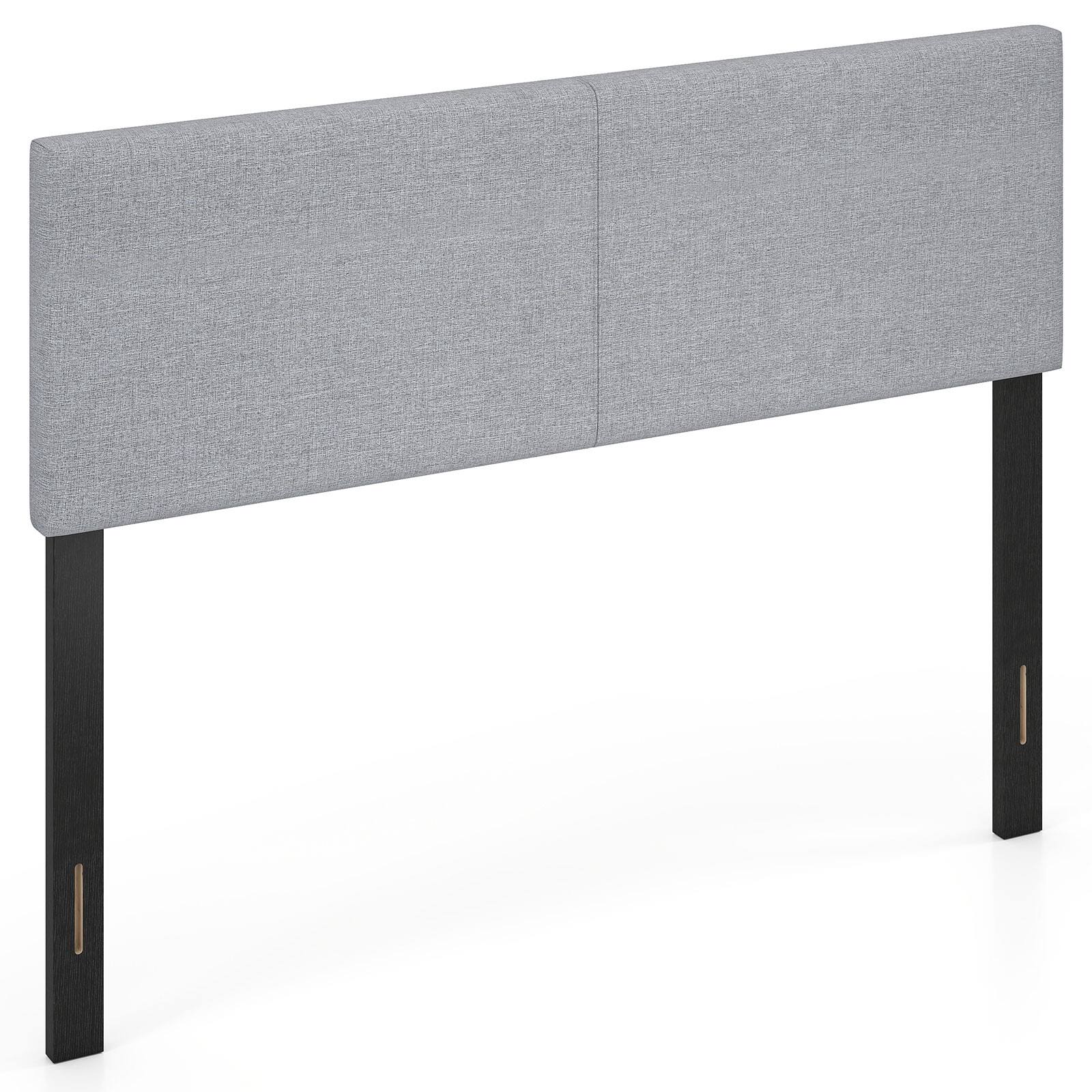 Alt View 9. Gymax - Gymax Upholstered Headboard Queen/Full SizeVertical Quilted Linen Fabric Bed Frame Gray - Gray.