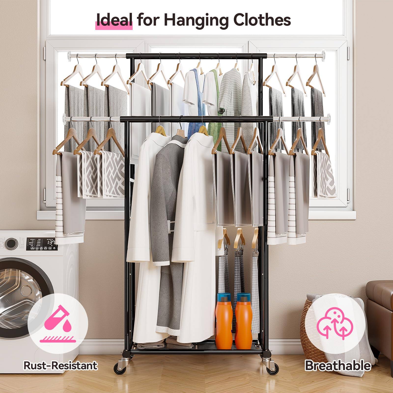 Ideal for Hanging Clothes

Rust-Resistant

Breathable