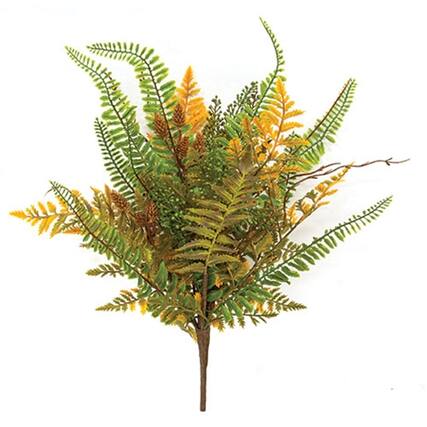 Front. BreeBe - Fall Wetland Fern & Wheat Bush - 18" - Yellow, Green.
