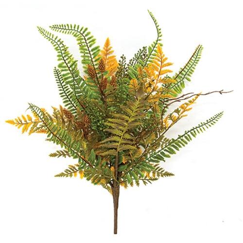 Front. BreeBe - Fall Wetland Fern & Wheat Bush - 18" - Yellow, Green.