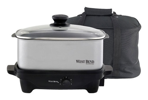 Best Buy: West Bend 5-Quart Oblong Slow Cooker Silver/Black 84915