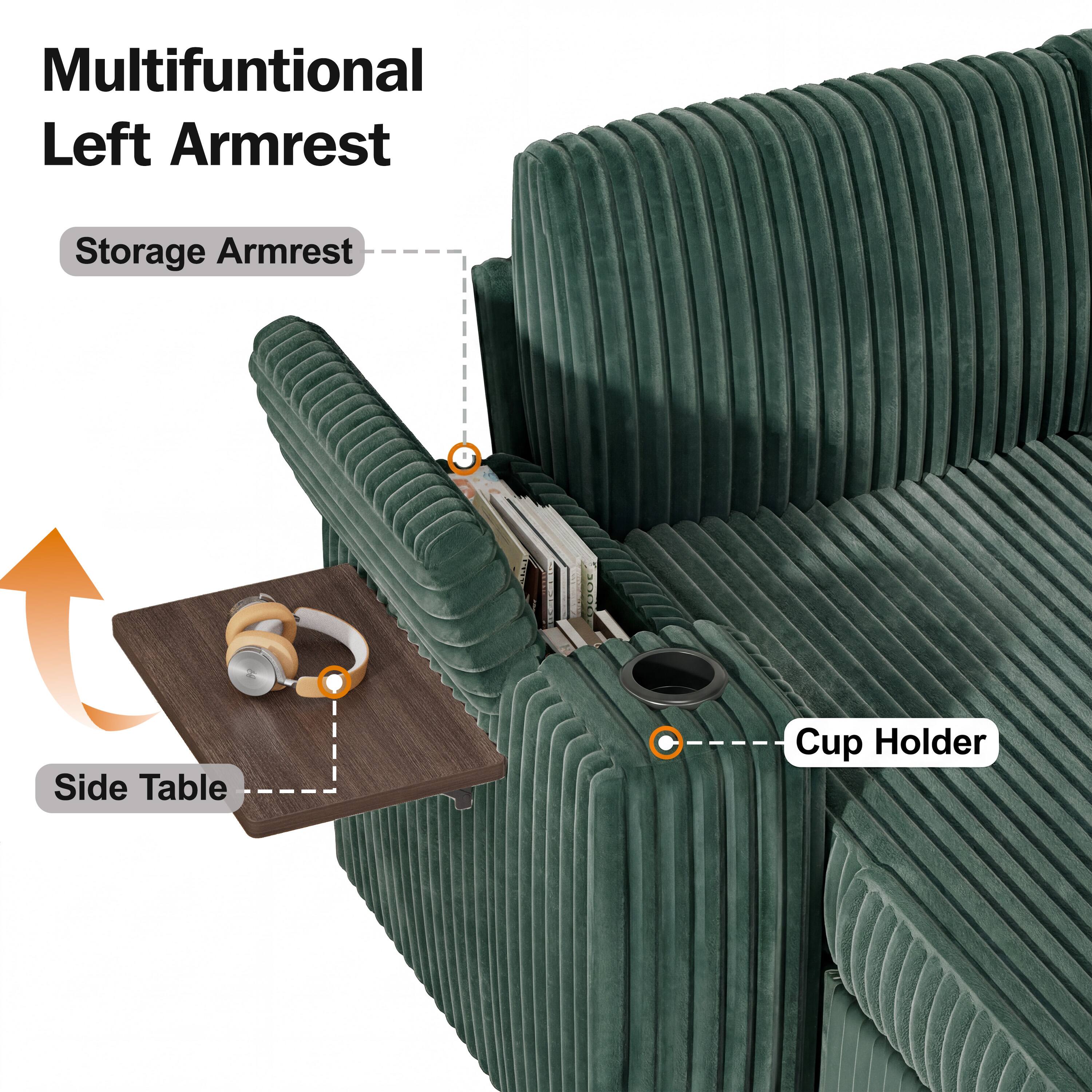 Multifunctional Left Armrest Storage Armrest Side Table Cup Holder