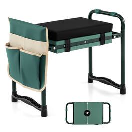 Costway - Garden Kneeler and Seat, Foldable Gardening Stool with Wide EVA Foam Padding - Green+Black