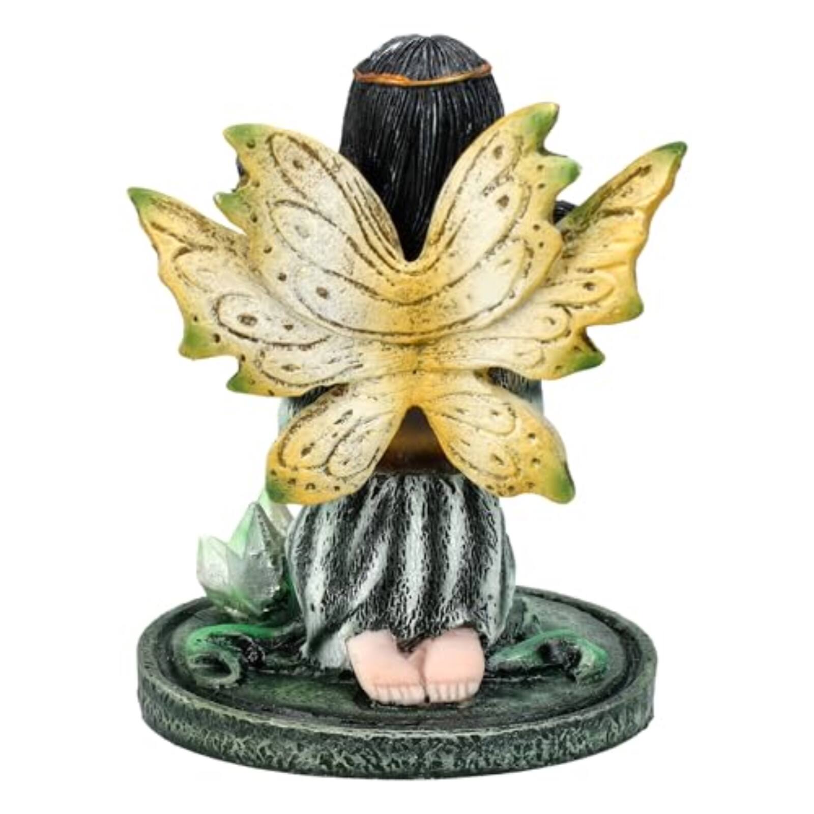 Alt View 1. Pacific Trading - 3 inch Green Crystal Fairy Figurine with Mystical Orb and Crystal Accents Small Fairy Statue.