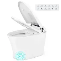 Costway - Smart Toilet with LED Display Adjustable Heated Seat Dryer Auto Open/Close Lid - White - Front_Zoom