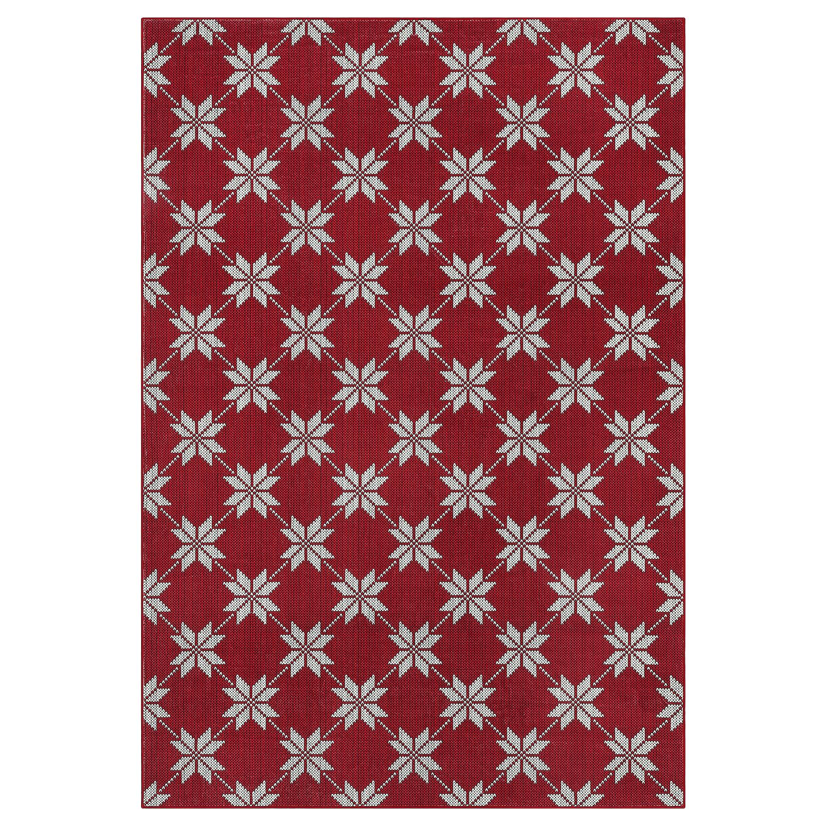 Front. Acekool - Christmas 5'x7' Area Rug Machine Washable Rug Low Pile Carpet Indoor Door Mat Red Non-Slip Snowflake Rug for Bedroom - Red.
