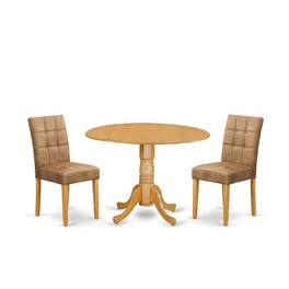 East West Furniture - 3 Piece Dining Table Set - Brown