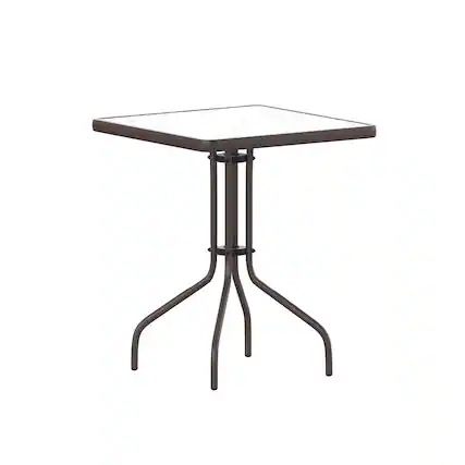 Front. Emma + Oliver - 23.5" Square Tempered Glass Metal Table with Smooth Ripple Design Top - Clear Top/Bronze Frame.