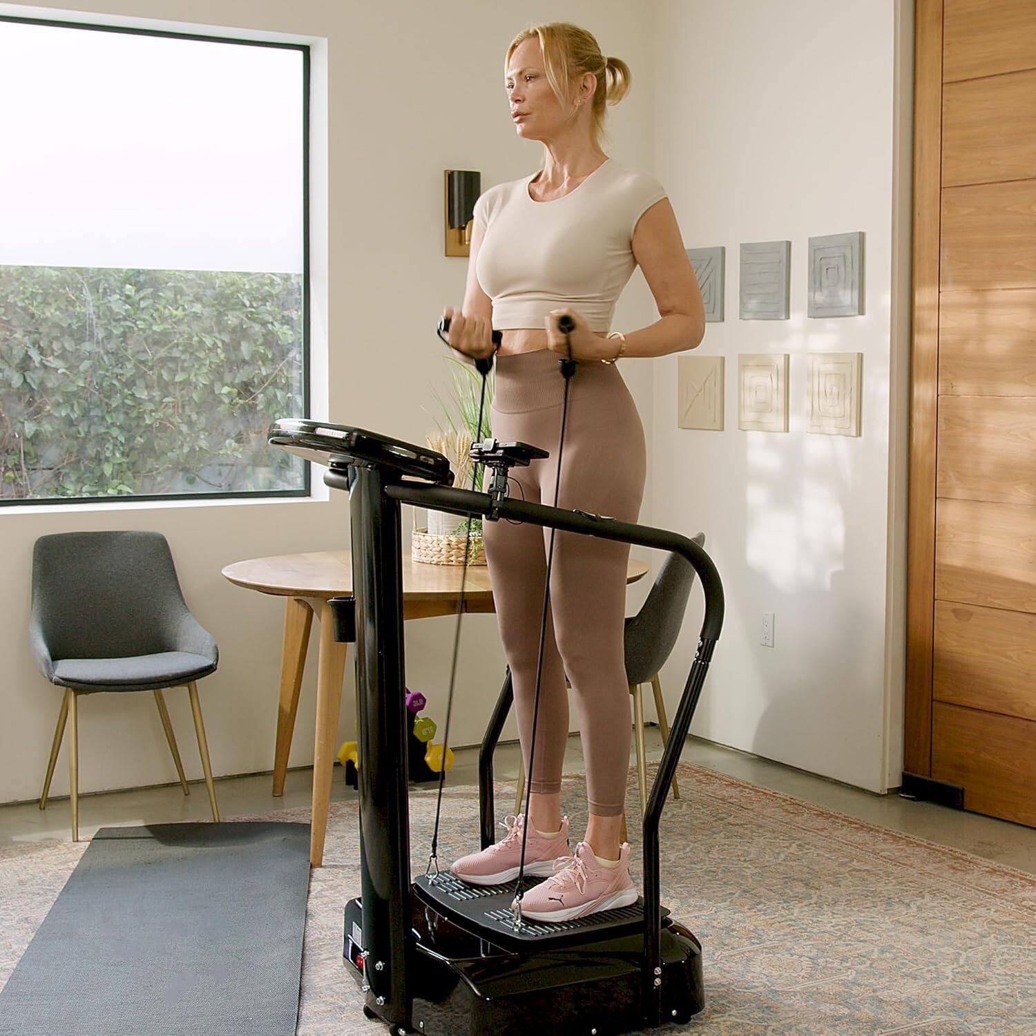 Alt View 4. LifePro - LifePro Rhythm Vibration Plate Exercise Machine - Whole Body Vibrating Plate with Handles & Heart Rate Sensor - Black - Black.