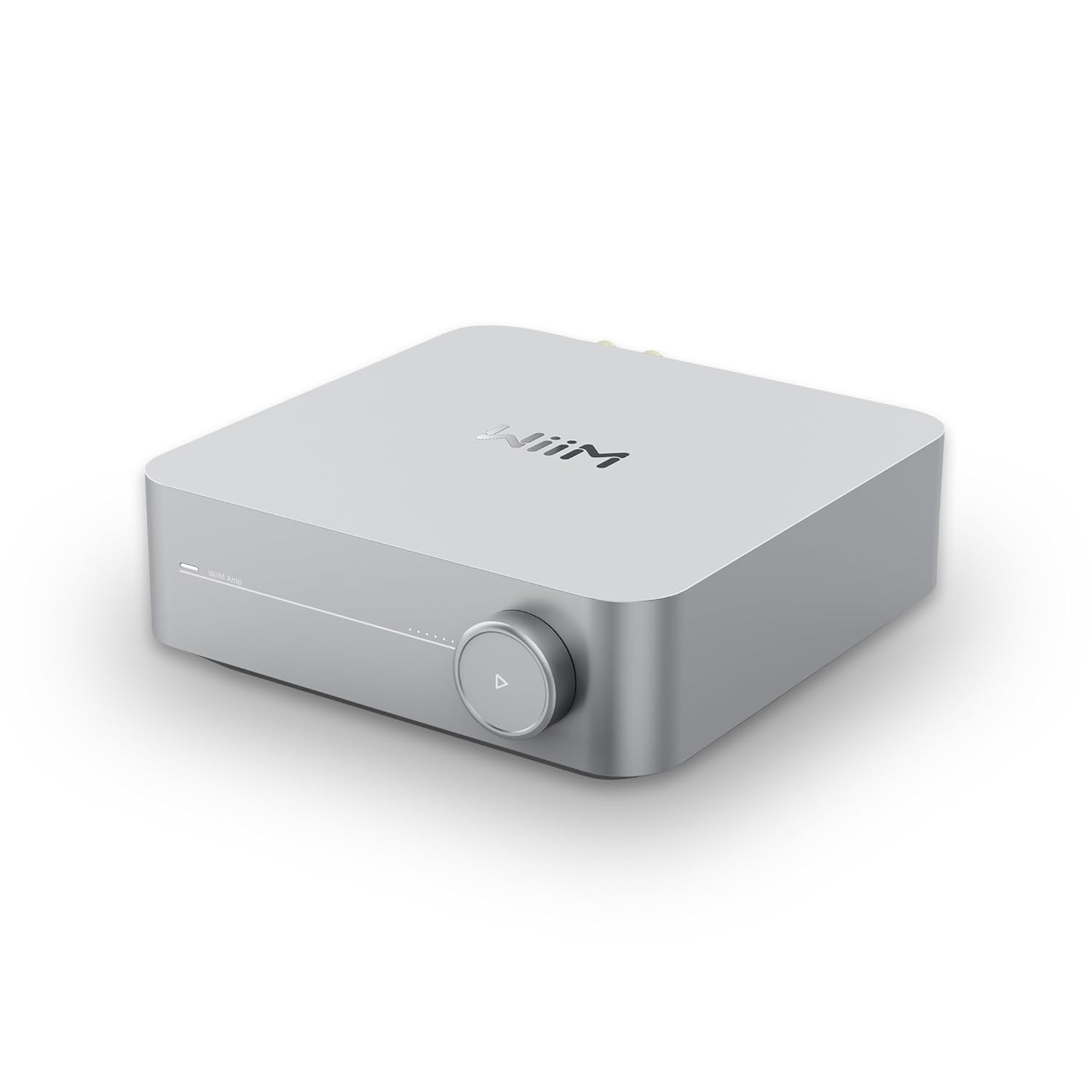Front. WiiM - WiiM Amp Multiroom Streaming Amplifier with AirPlay, Google Cast, Alexa, Voice Control, Silver.