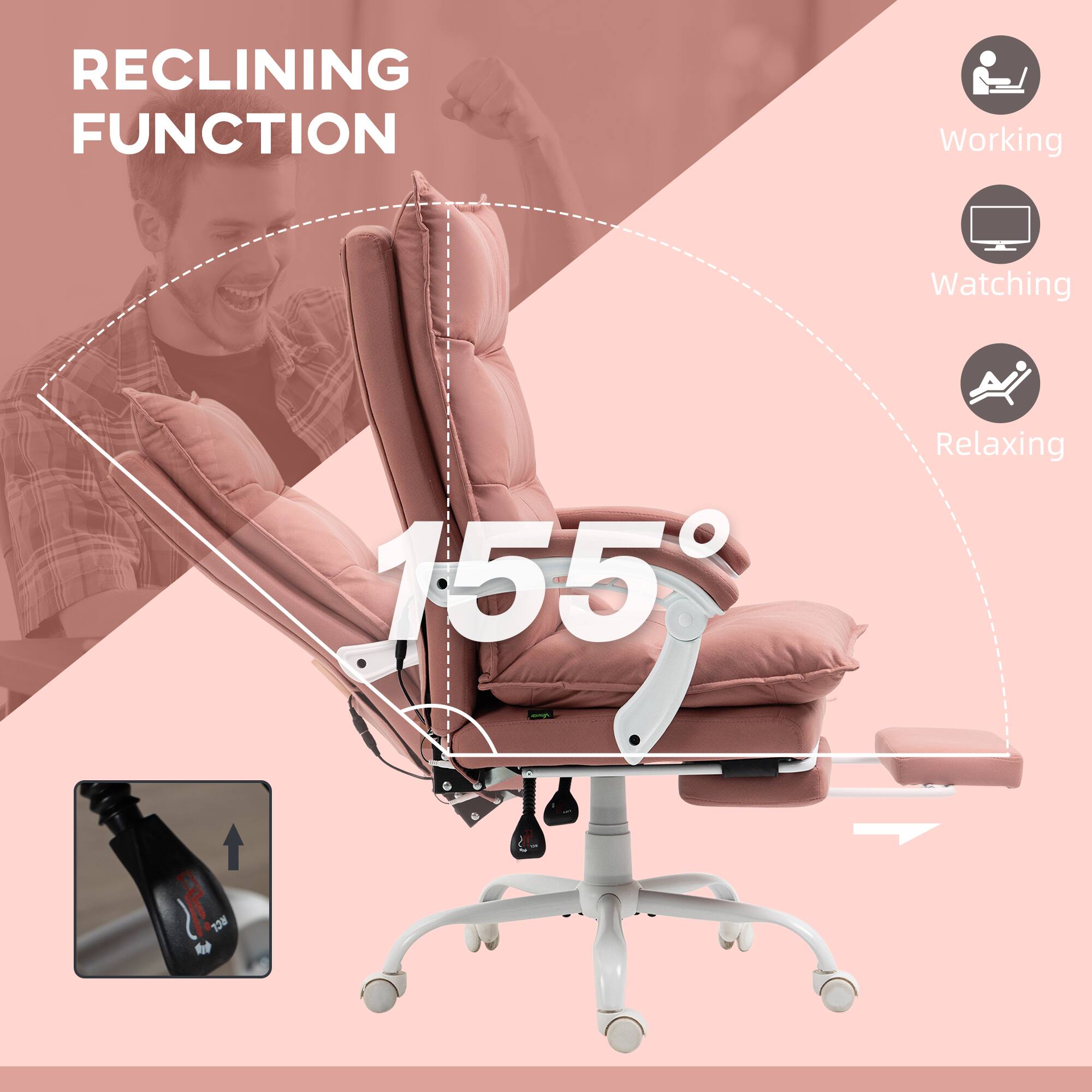 RECLINING FUNCTION

Working  
Watching  
Relaxing

155°