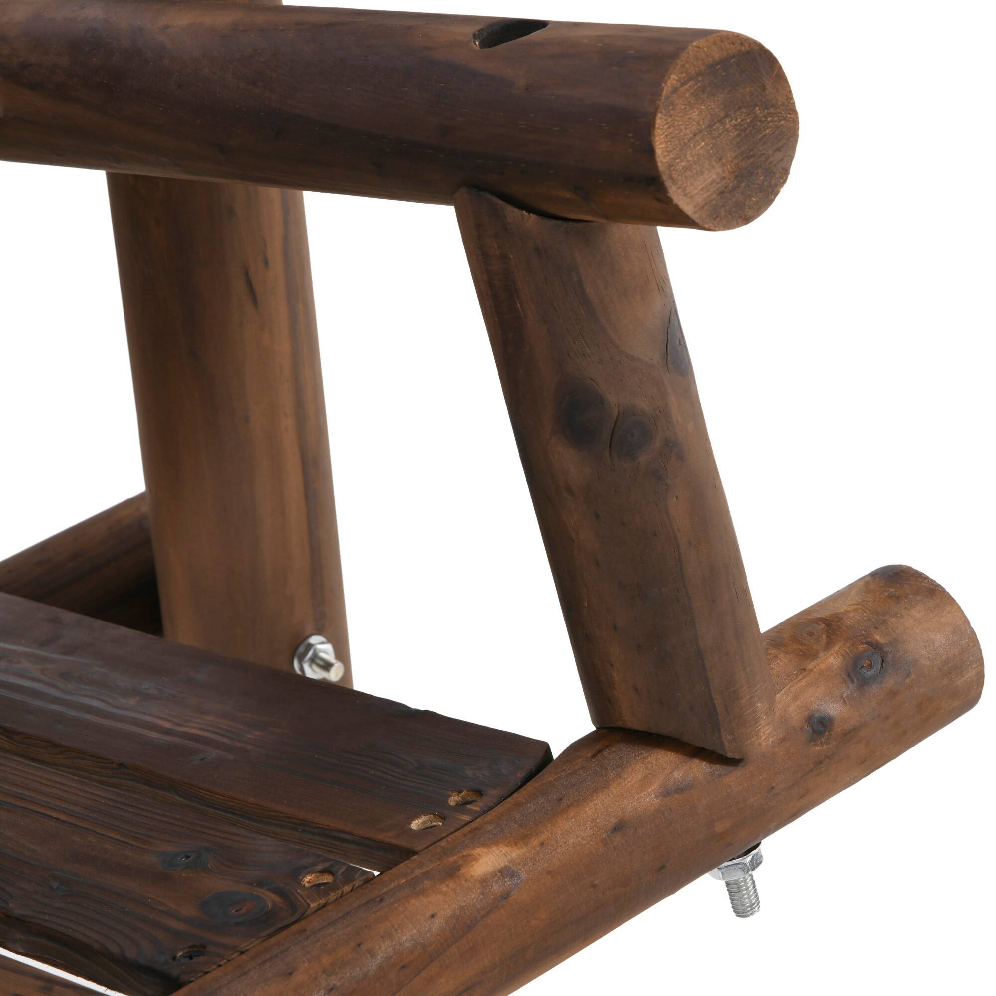 Alt View 5. Outsunny - Outsunny 2-Seat Porch Swing with Stand Wooden Patio Swing Chair Bench.