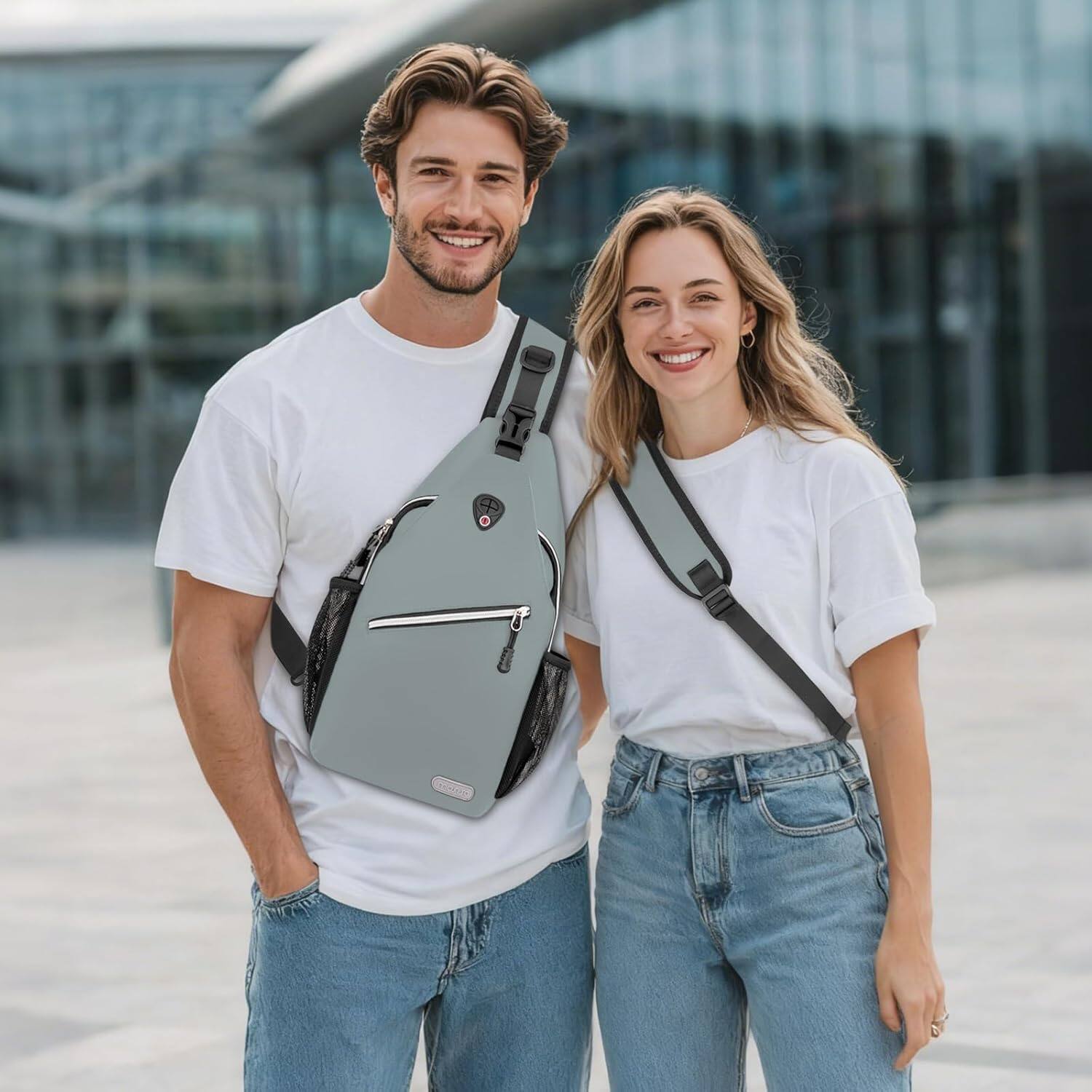 Alt View 4. mosiso - Sling Backpack Multipurpose Crossbody Shoulder Bag Travel Hiking Daypack - Sage Green.