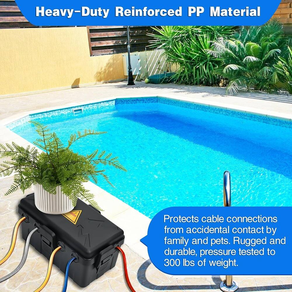 Heavy-Duty Reinforced PP Material

Protects cable connections from accidental contact by family and pets. Rugged and durable, pressure tested to 300 lbs of weight.