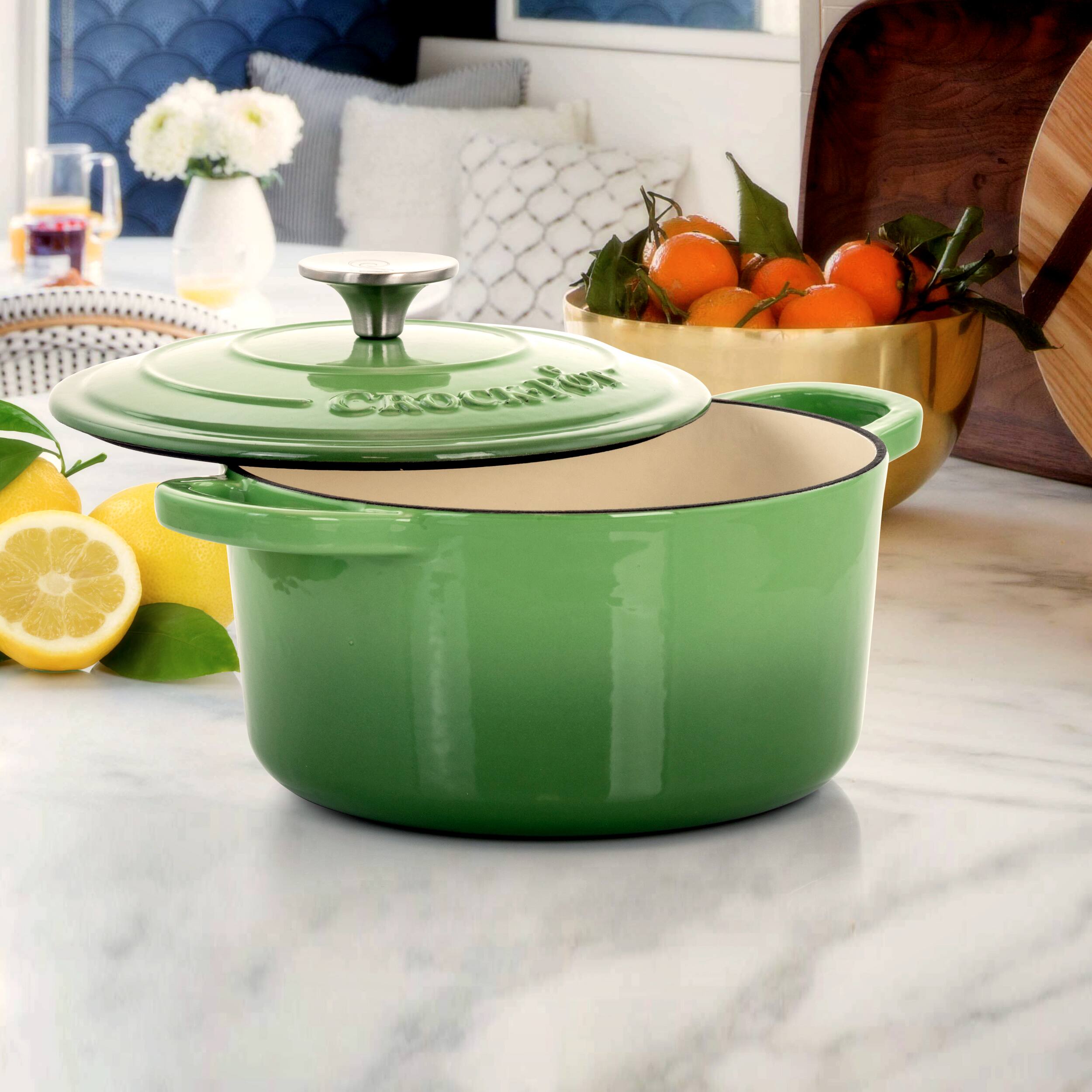 Alt View 7. Crockpot - Crock-Pot Artisan 2 Piece 3 Quarts Enameled Cast Iron Dutch Oven in Pistachio Green - Pistachio Green.