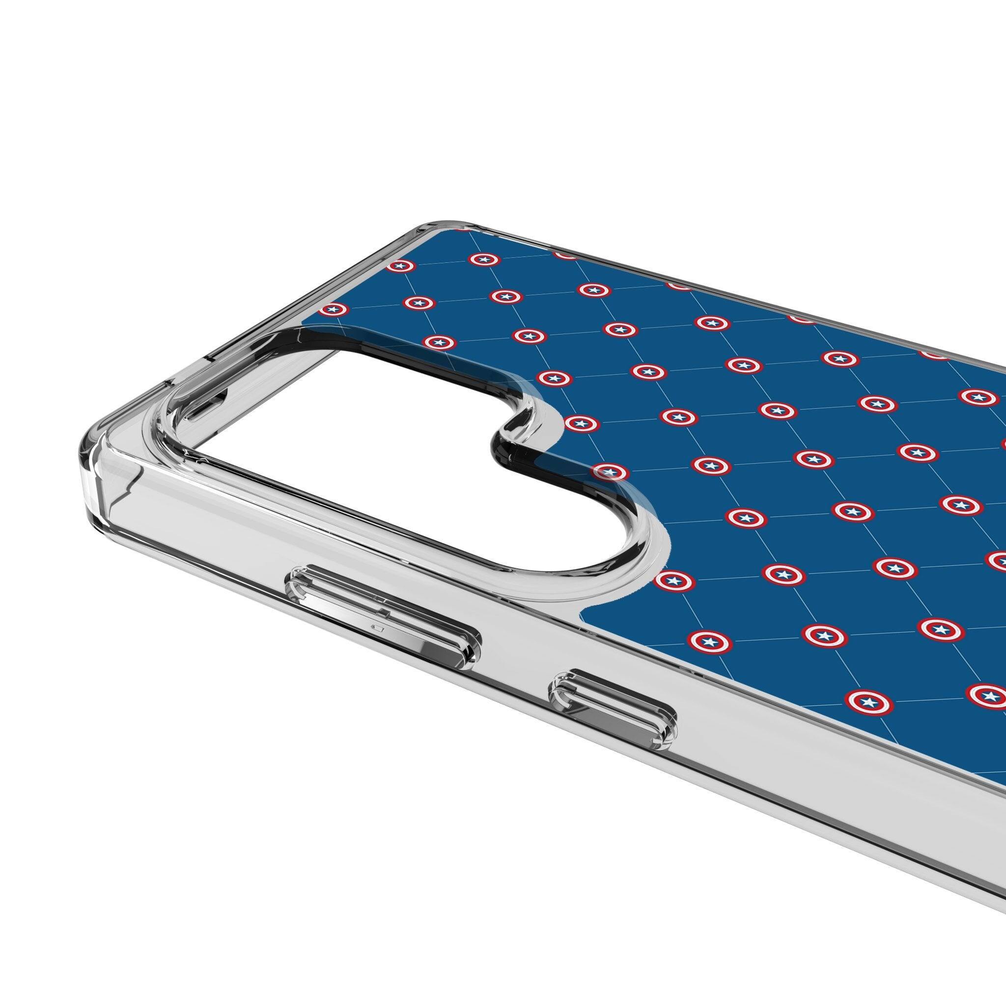 Left. Keyscaper - Marvel Pattern Clear Phone Case - Samsung Galaxy S22 Plus - Captain America.