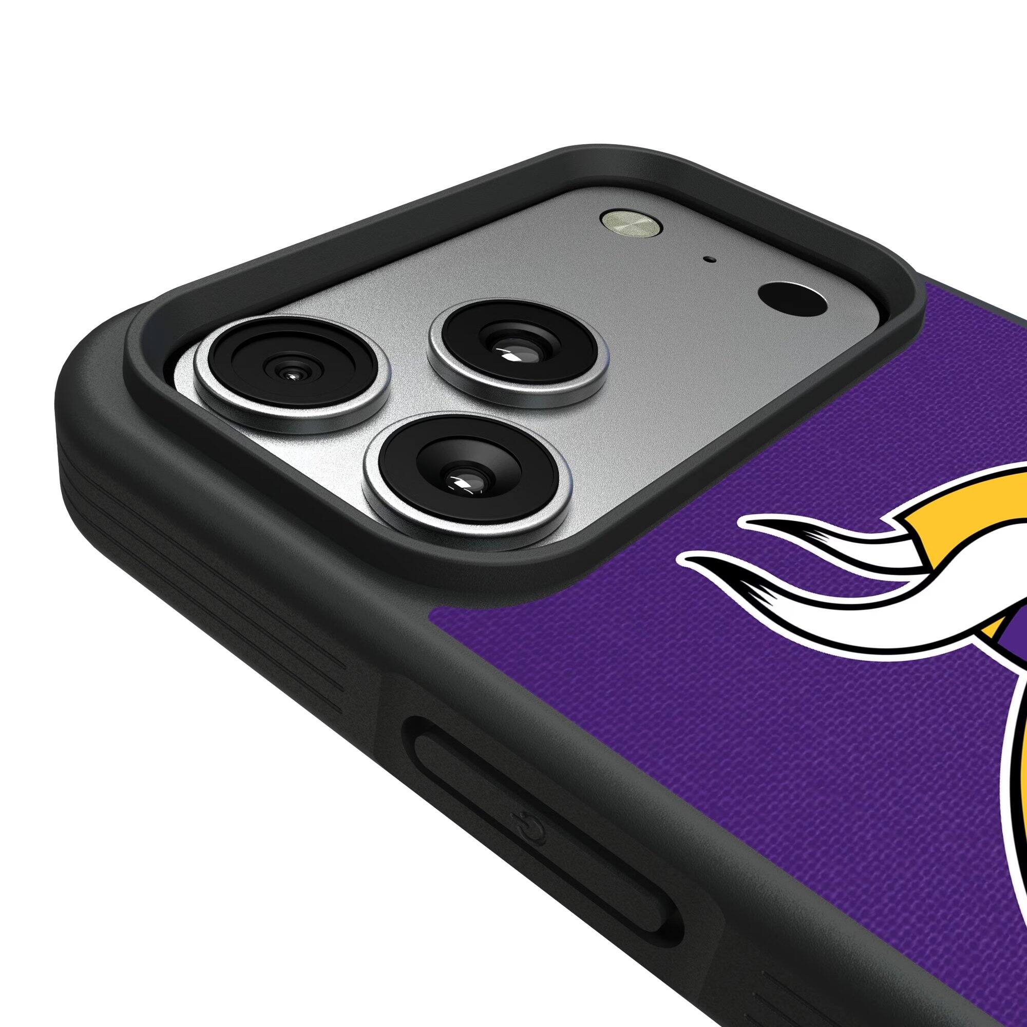 Alt View 2. Keyscaper - Minnesota Vikings Bump Case with 8.2ft Drop Protection - 14 Pro Max - Multicolor.