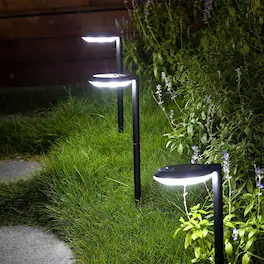MOSZAR LLC - Outdoor Solar Path Lights, 4 Pack Waterproof LED Garden Pathway Lighting for Patio, Driveway, Backyard - Black