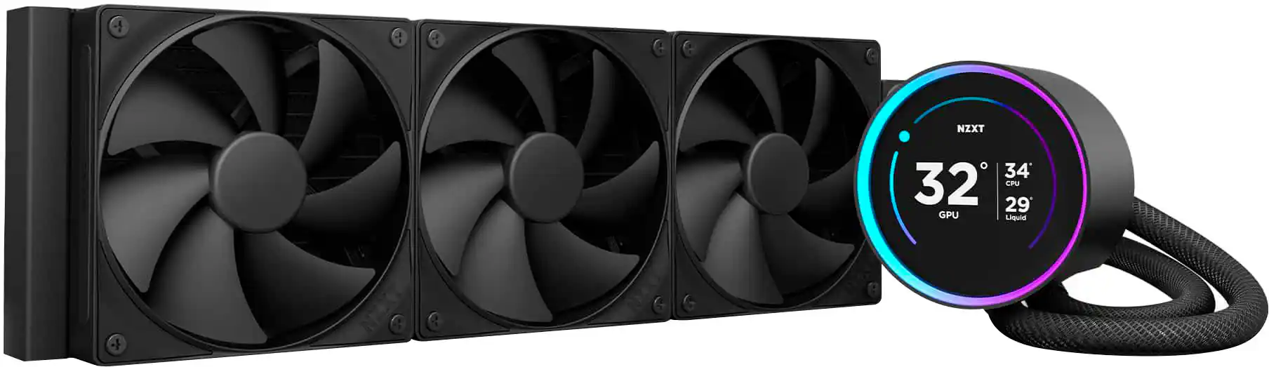 NZXT - Kraken Elite 360mm 2024 Radiator Liquid Cooler (3 x 120mm F Fans) with 2.72" IPS Display - Black