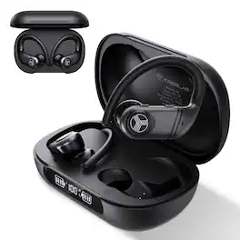 TREBLAB - X4 Wireless Earbuds with Earhooks – 253H Battery, ENC Mic, Bluetooth 5.4, IPX5 Waterproof, Noise Isolating - Black