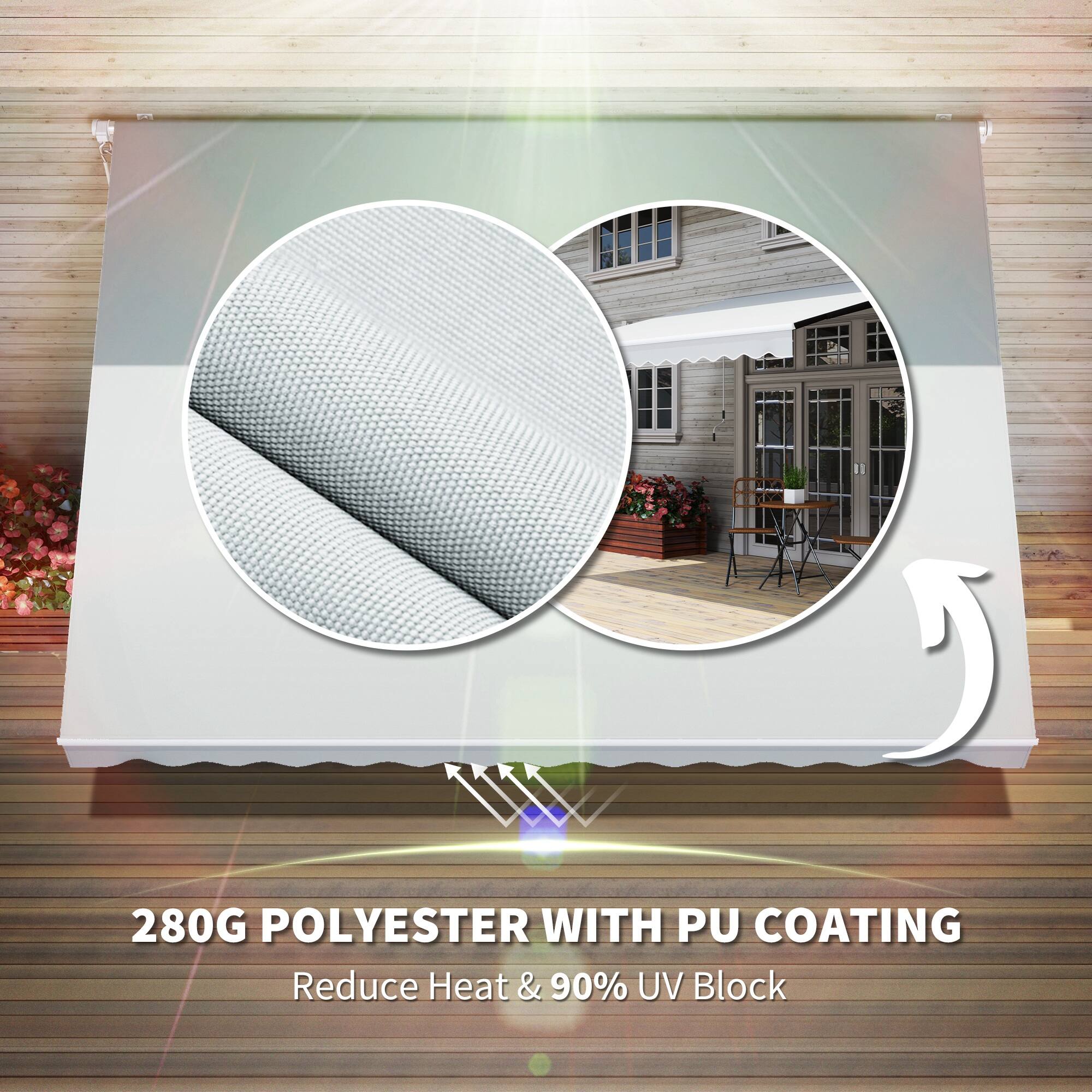 280G POLYESTER WITH PU COATING
Reduce Heat & 90% UV Block