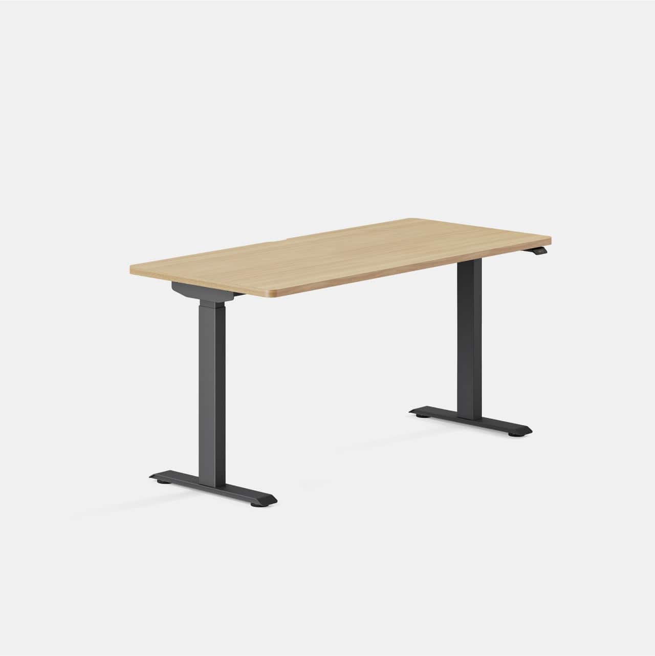 Branch Furniture - Duo Standing Desk 58" – Adjustable Desk with OLED Control Panel, Frameless Design & Compact Footprint - Woodgrain / Charcoal