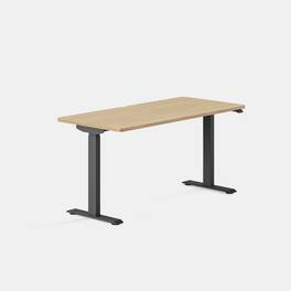 Branch Furniture - Duo Standing Desk 58" – Adjustable Desk with OLED Control Panel, Frameless Design & Compact Footprint - Woodgrain / Charcoal
