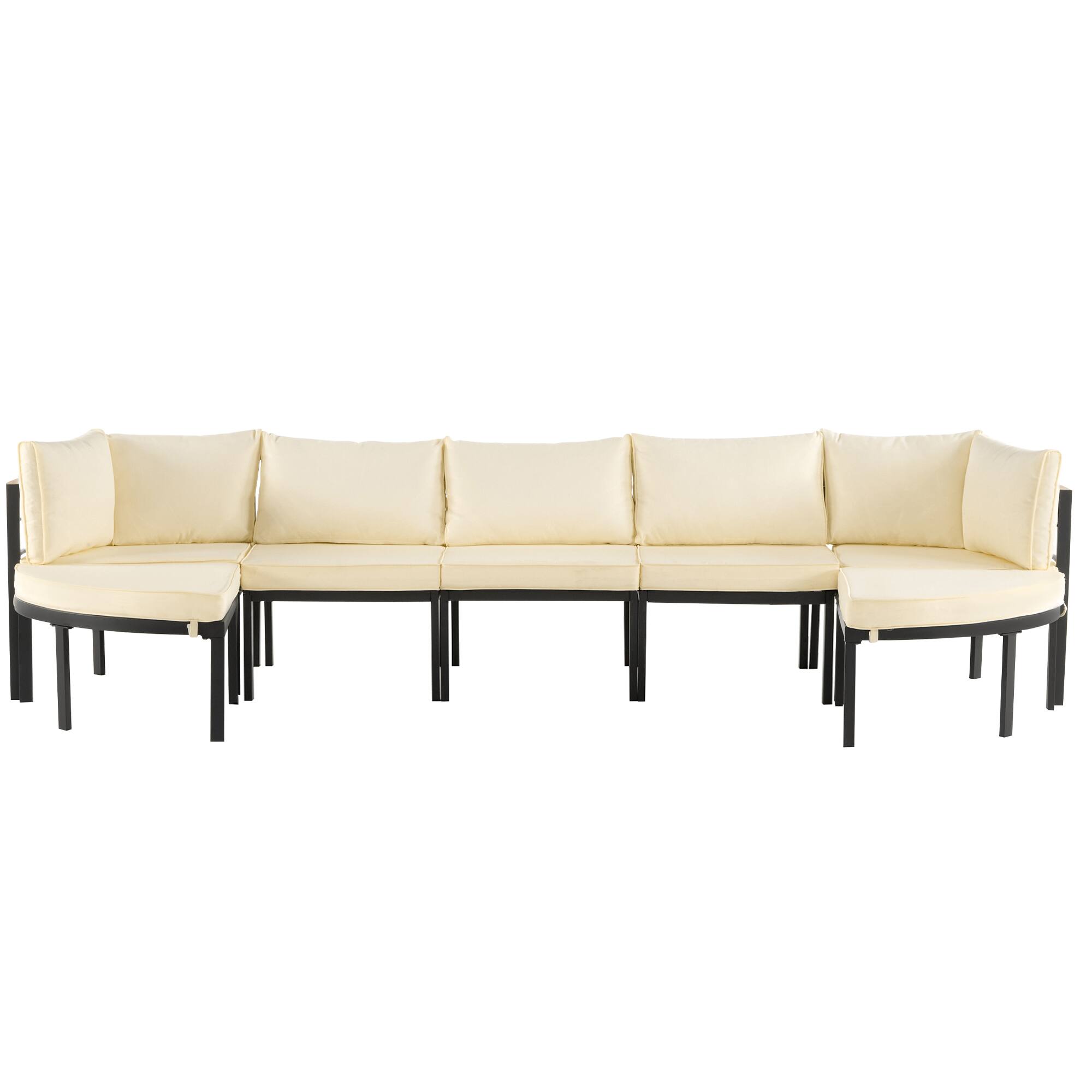 Alt View 10. Tiramisubest - Modern Outdoor Sectional Sofa Set Patio Seating Group,Conversation Set with Cushions for Patio,Backyard, Garden,Beige - Beige.