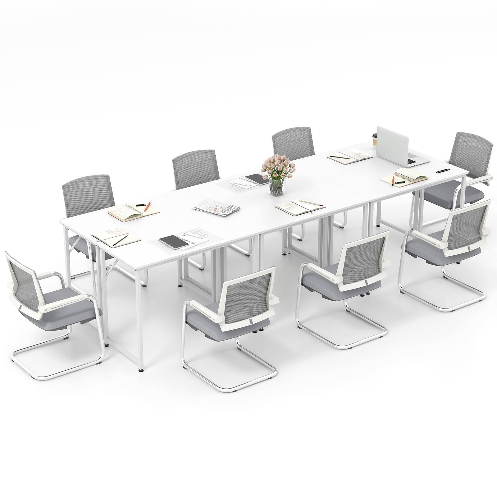 Alt View 5. Costway - Costway Set of 6 Conference Tables Rectangular Meeting Room Table for School or College Boardroom Desk - White.