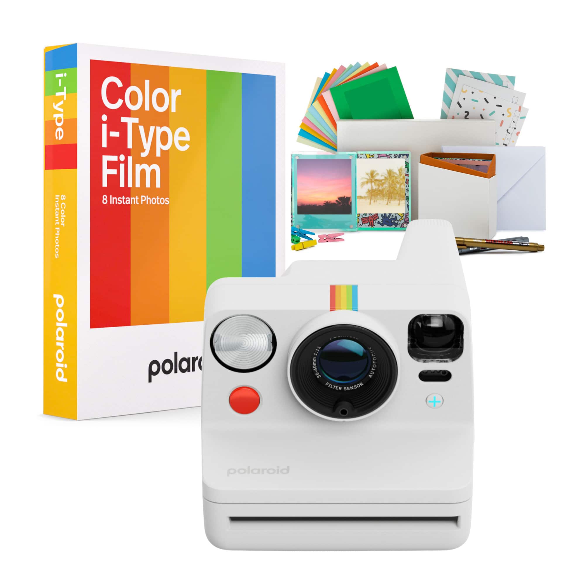 Polaroid - Now Plus Gen 3 White Instant Camera with Two Lens AF System Bundle