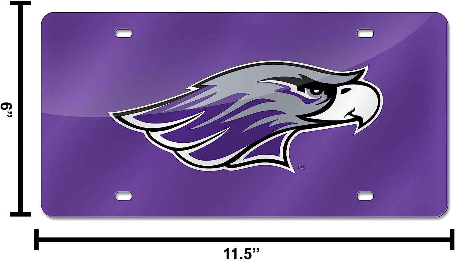 Alt View 4. Rico Industries - Wisconsin Whitewater Warhawks Purple Mirrored Laser Cut License Plate Laser Tag - Multi.