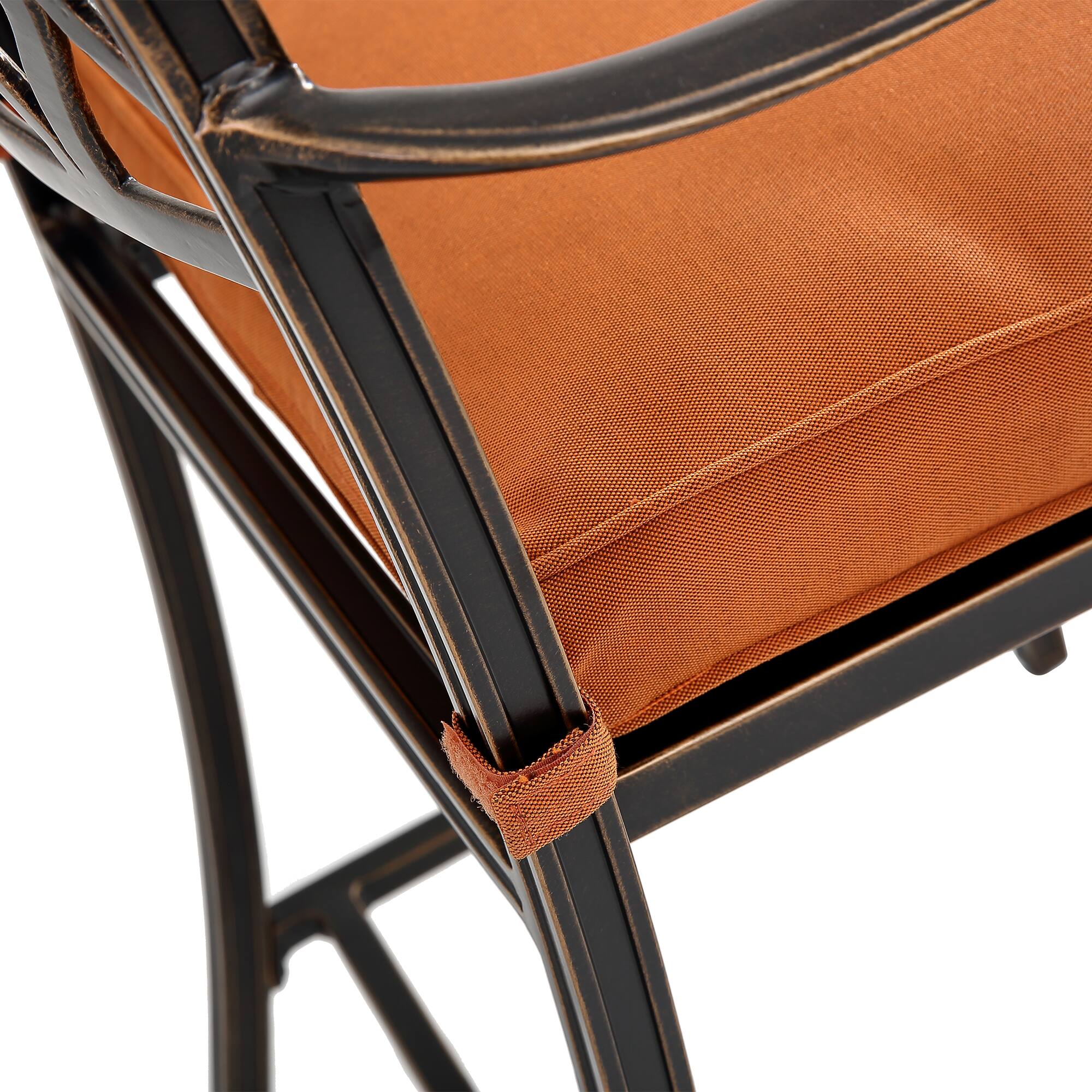 Alt View 4. Mondawe - 6 Pieces Cast Aluminum Diamond-Mesh Curved Backrest Dining Bar High Chairs - Black.