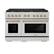 Front. ZLINE - ZLINE Autograph 48 in. Paramount Satin Steel Gas Range w/ 8 Burners & Gold Accents (SGRSZ-48-G) - Stainless Steel.