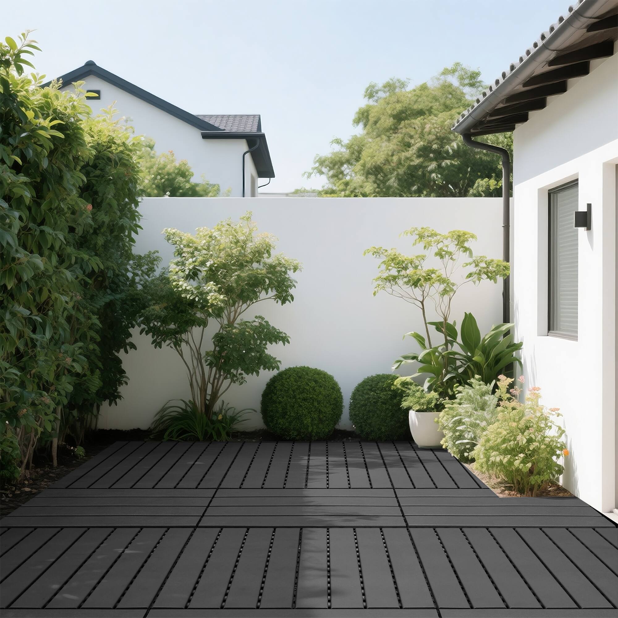 Alt View 5. GOODSILO - 24-Pack Interlocking Deck Tiles, 24x12 Inch Outdoor Patio Flooring for Balcony & Poolside - Gray.